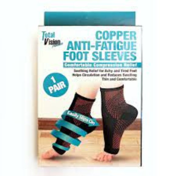 Total Vision Copper Anti Fatigue Foot Sleeves New with Tags - Picture 1 of 2